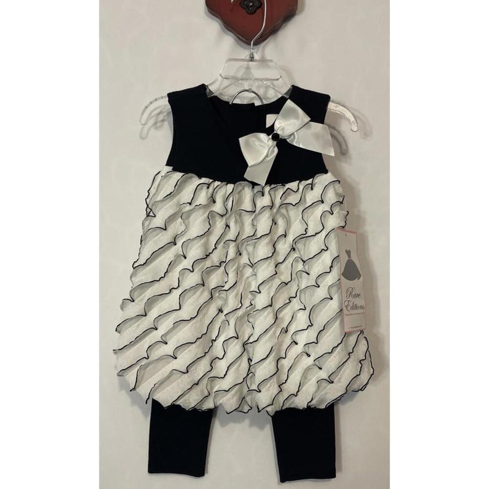 Rare Editions Girls 24 Month Black & Ivory Ruffled Formal Pant Outfit NWT! A3434